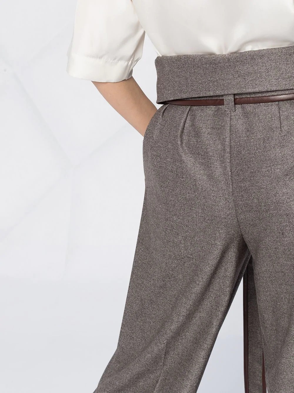 paper-bag waist pleated trousers - 5