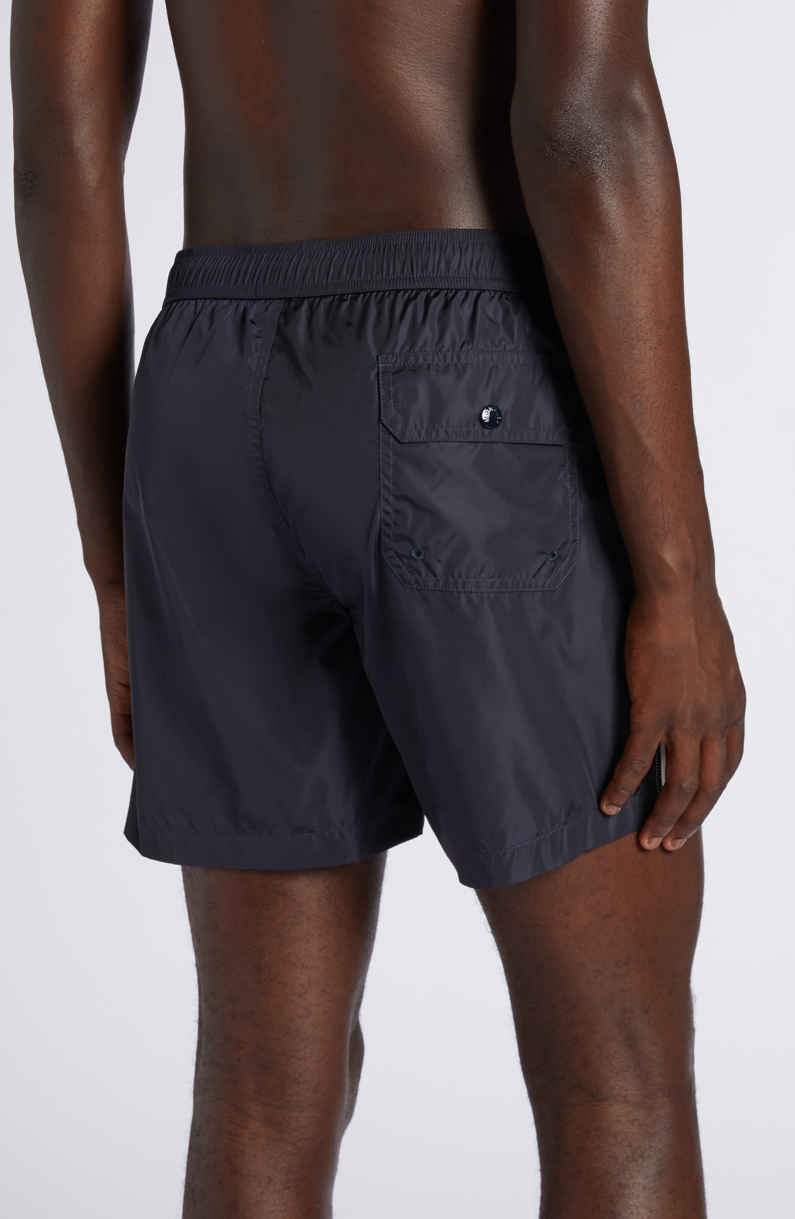 Moncler Logo Patch Swim Trunks in Black at Nordstrom - 2