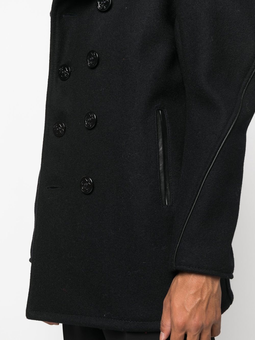 piped-trim double-breasted coat - 5