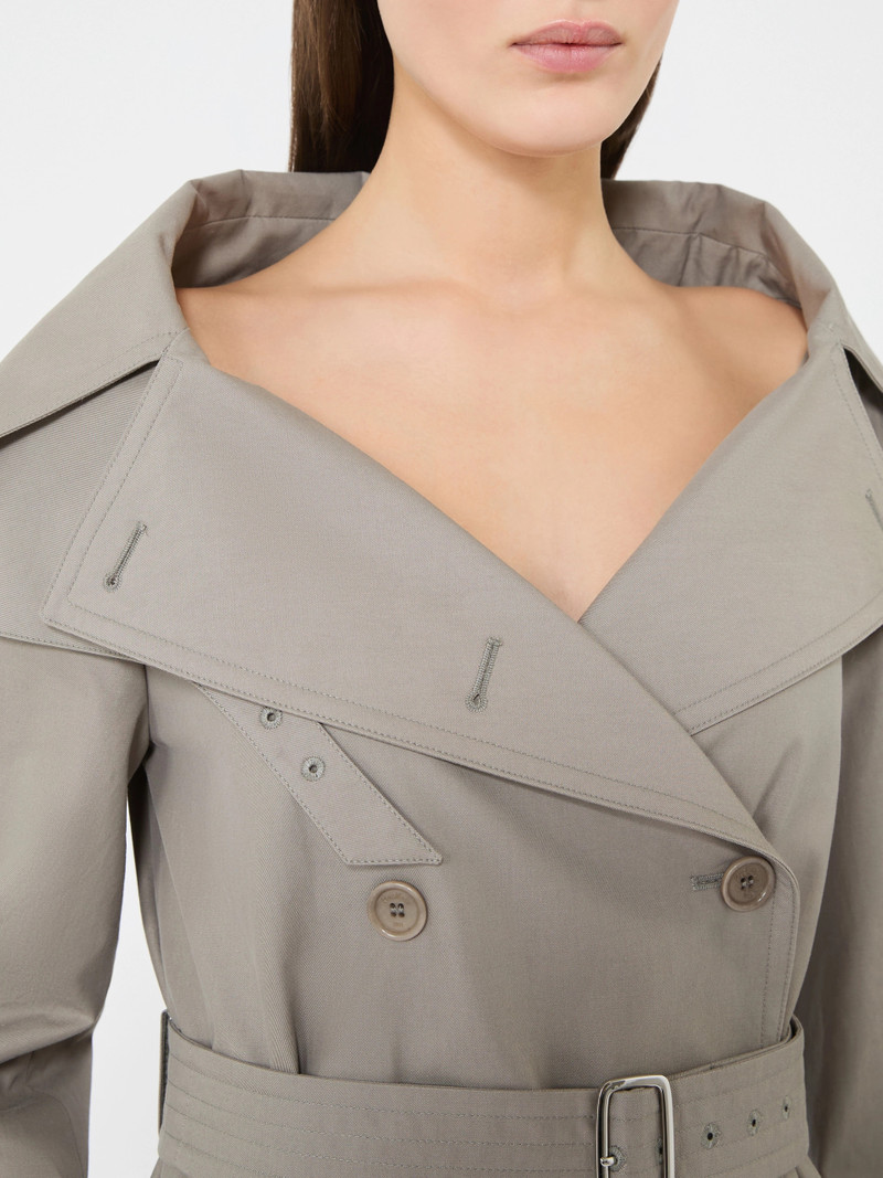 PANCIA Long water-repellent cotton twill trench coat - MEDIUM GREY 6