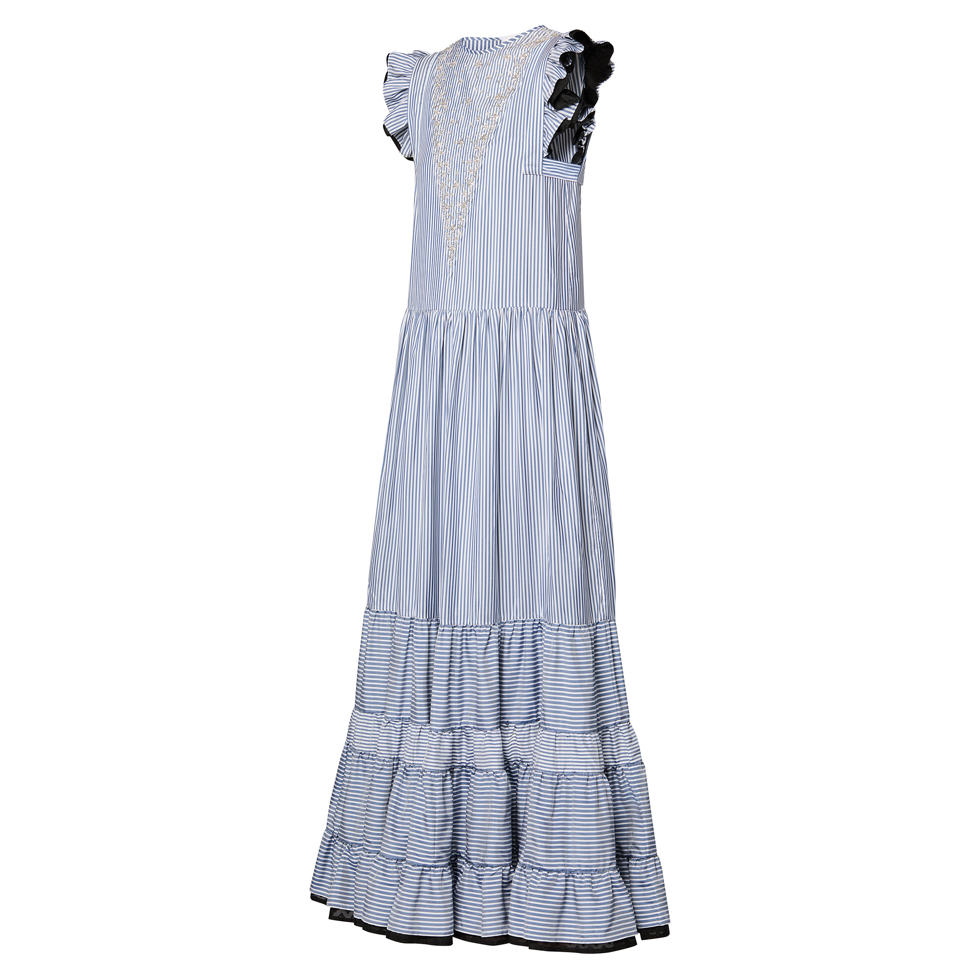 Bejeweled Pinstripe Tiered Dress - 2