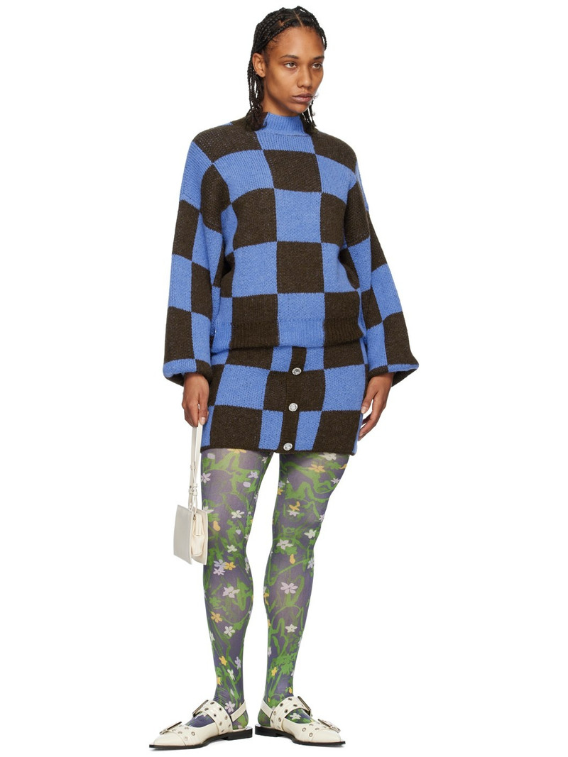 STINE GOYA Brown & Blue Noura Miniskirt outlook