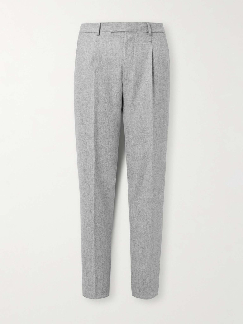 스트레이트 Leg Pleated Wool-Flannel 바지 - 1