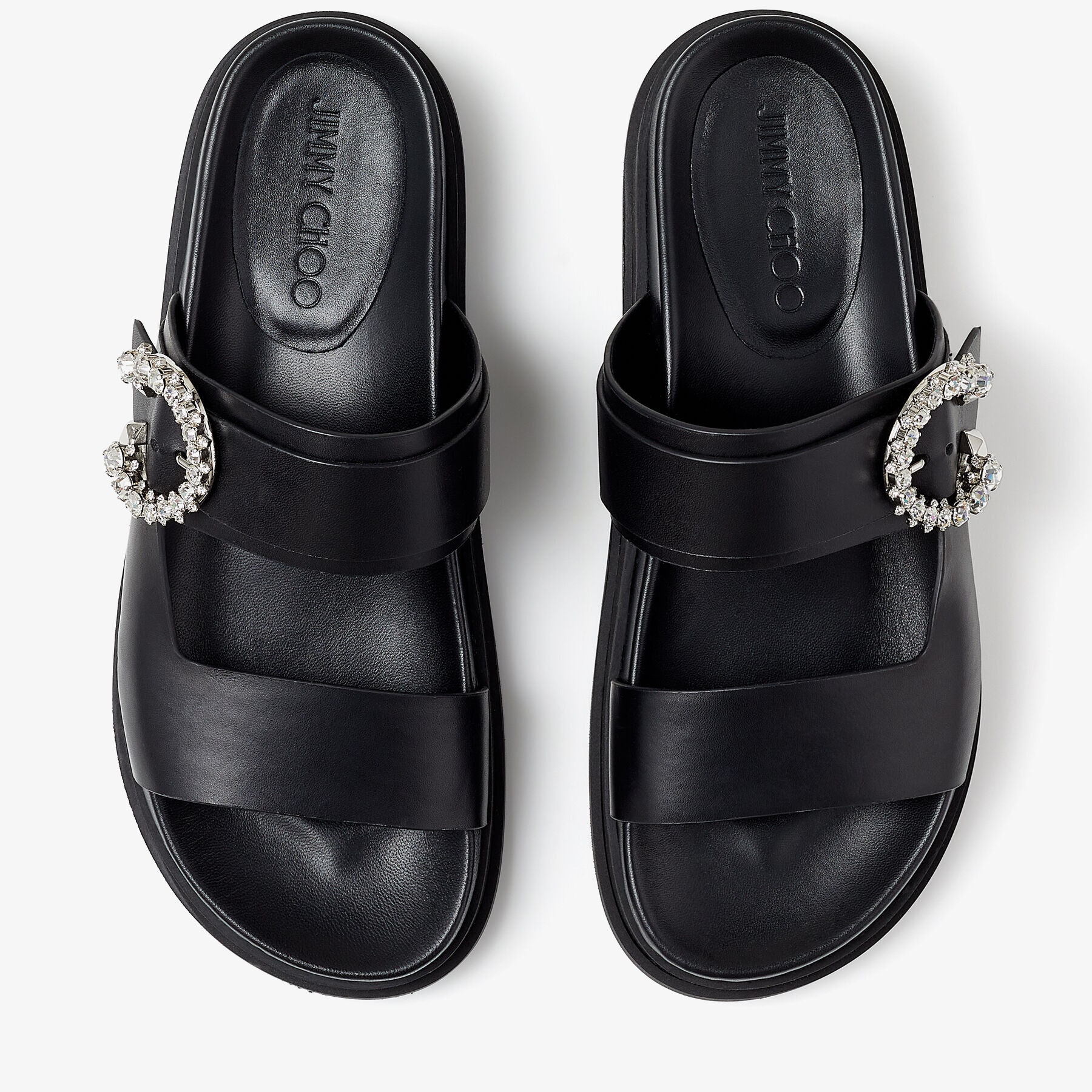 Marga Flat
Black Vachetta Sandals with Crystal Buckle - 5