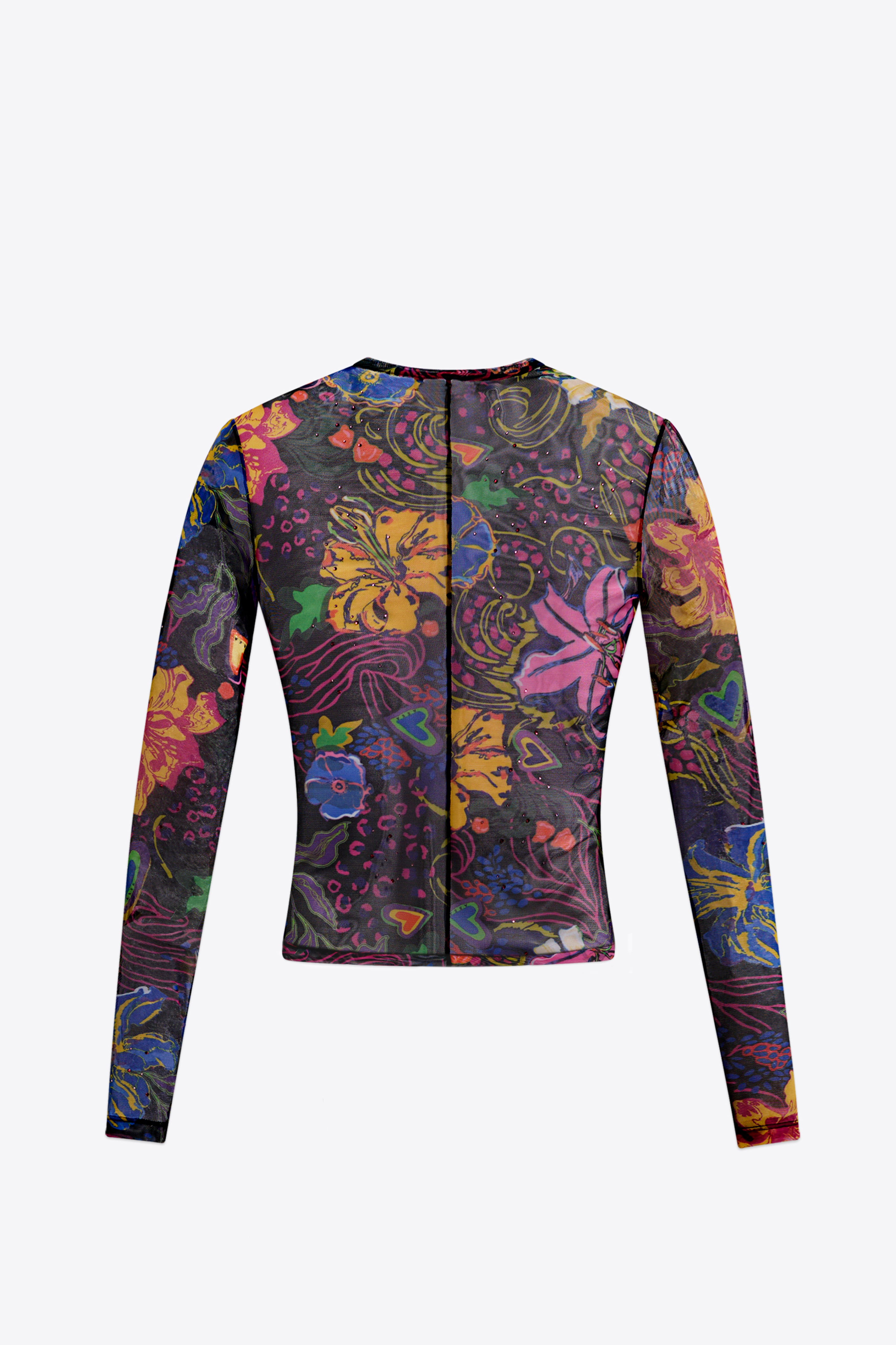 HOTFIX PRINTED TULLE LONG SLEEVE TOP - 2