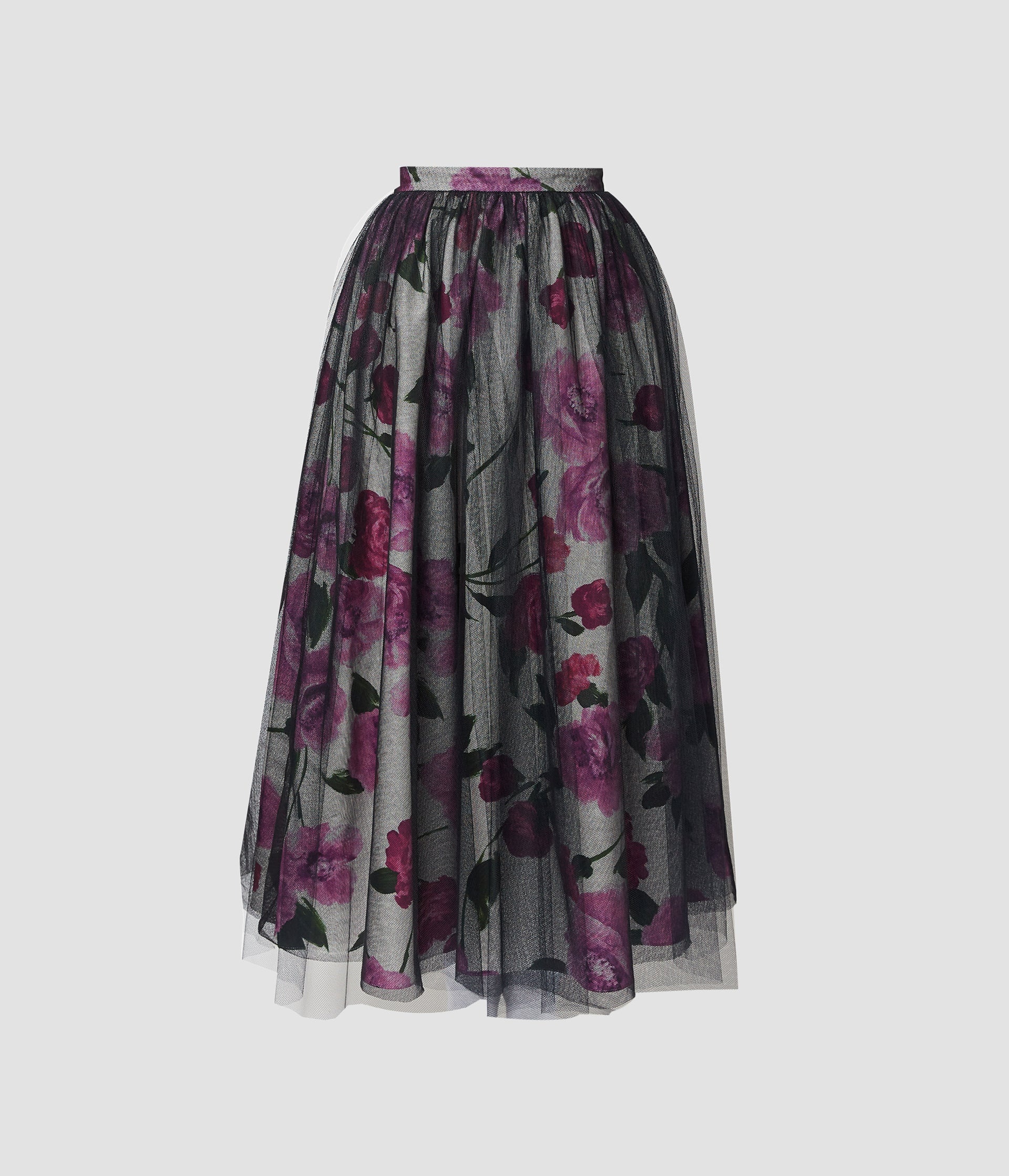 MIDI SKIRT WITH TULLE OVERLAY - 1