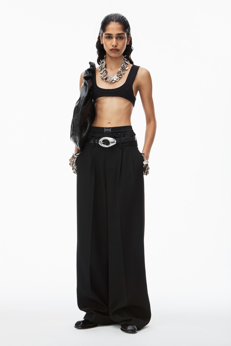Alexander Wang wool low-rise tailored  trouser with pre-styled logo boxer waistband outlook