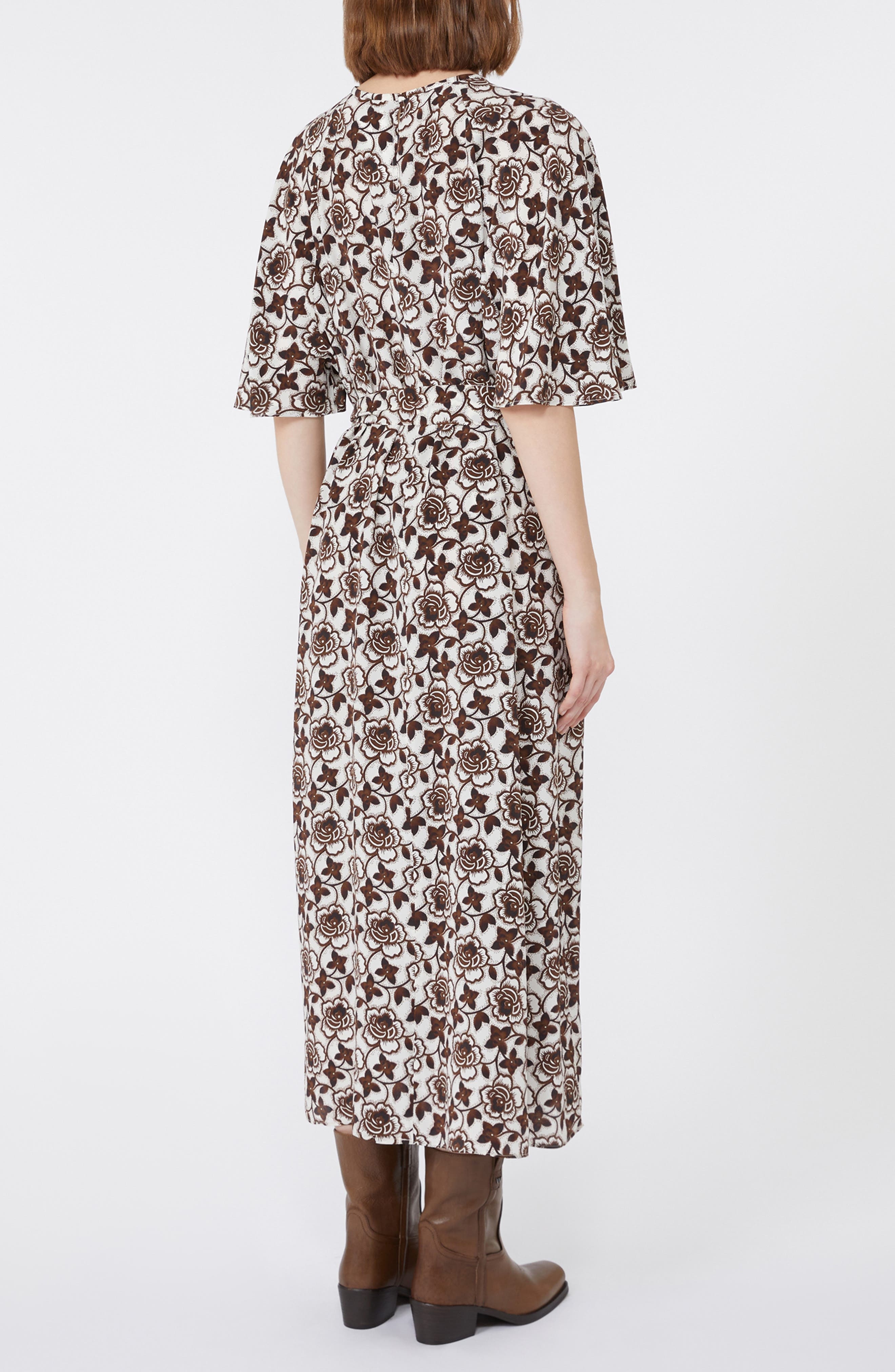 Weekend Max Mara Varese Floral Print Silk Dress in Brown at Nordstrom - 2