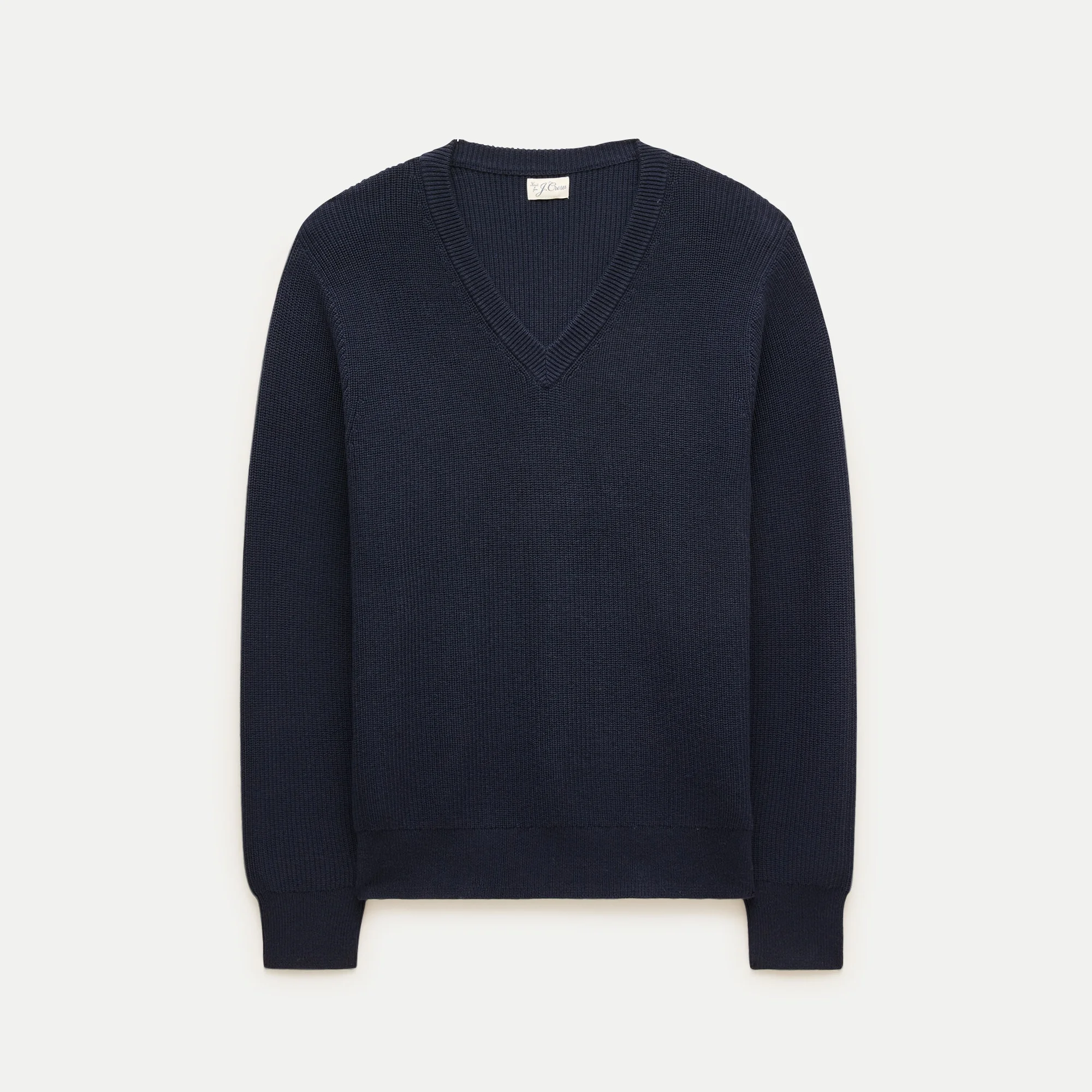 V-neck sweater in ribbed cotton blend - 1