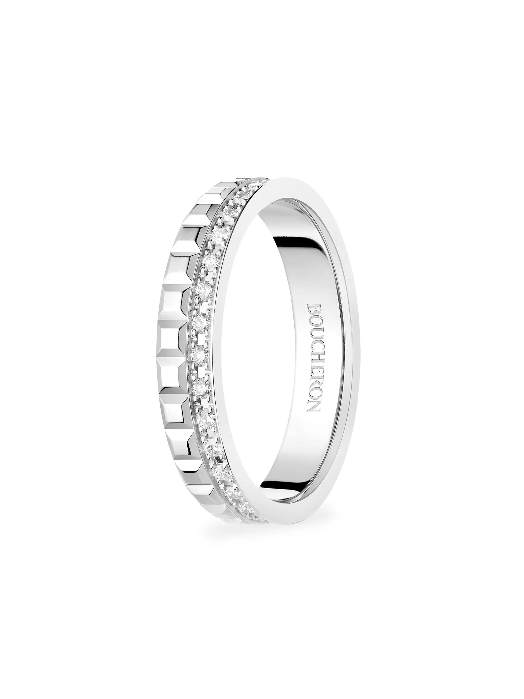 Women's Quatre Radiant Edition Clou De Paris 18K White Gold & 0.24 TCW Diamond Wedding Band - White - 1