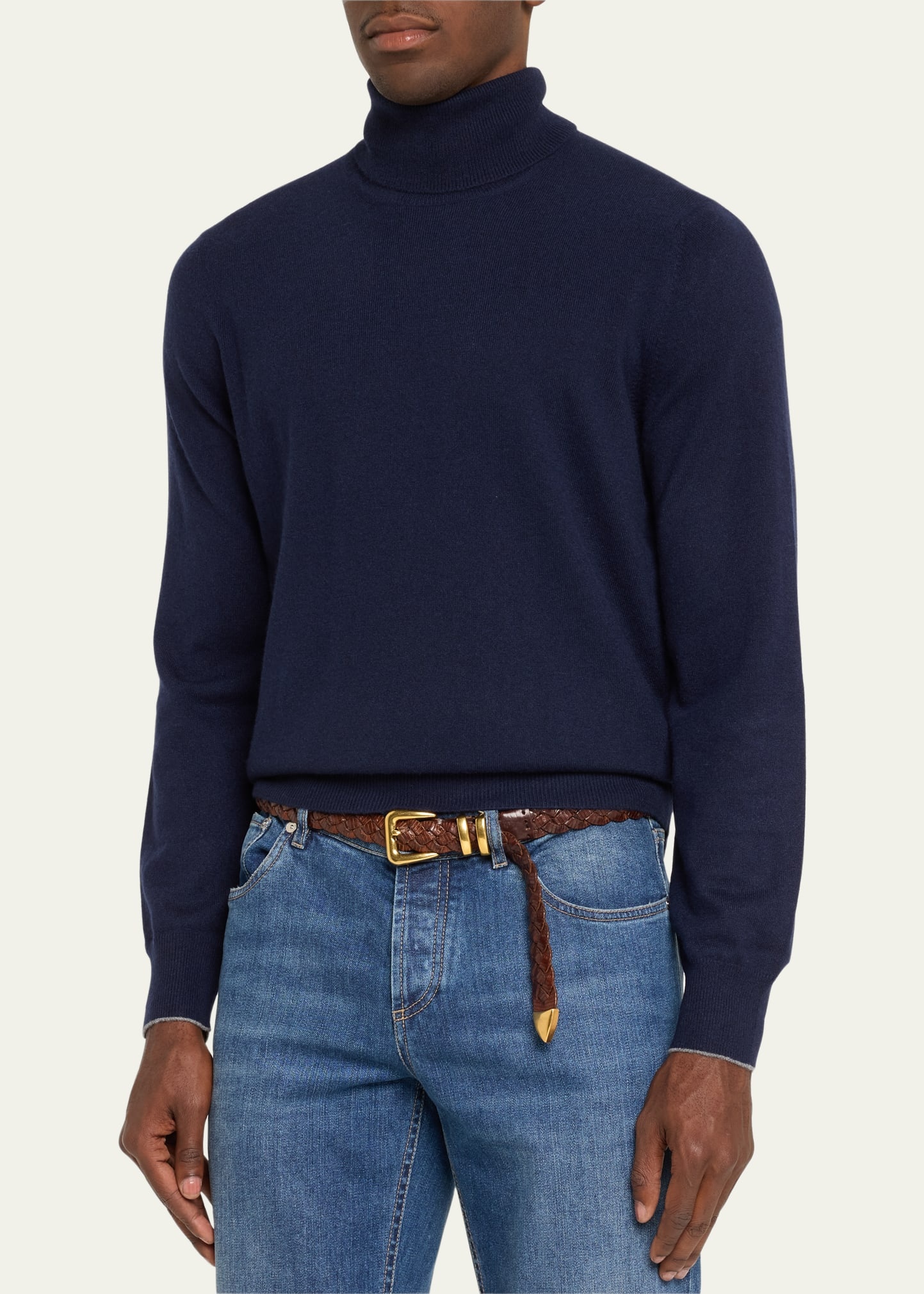 Men's Solid Cashmere Turtleneck - 4