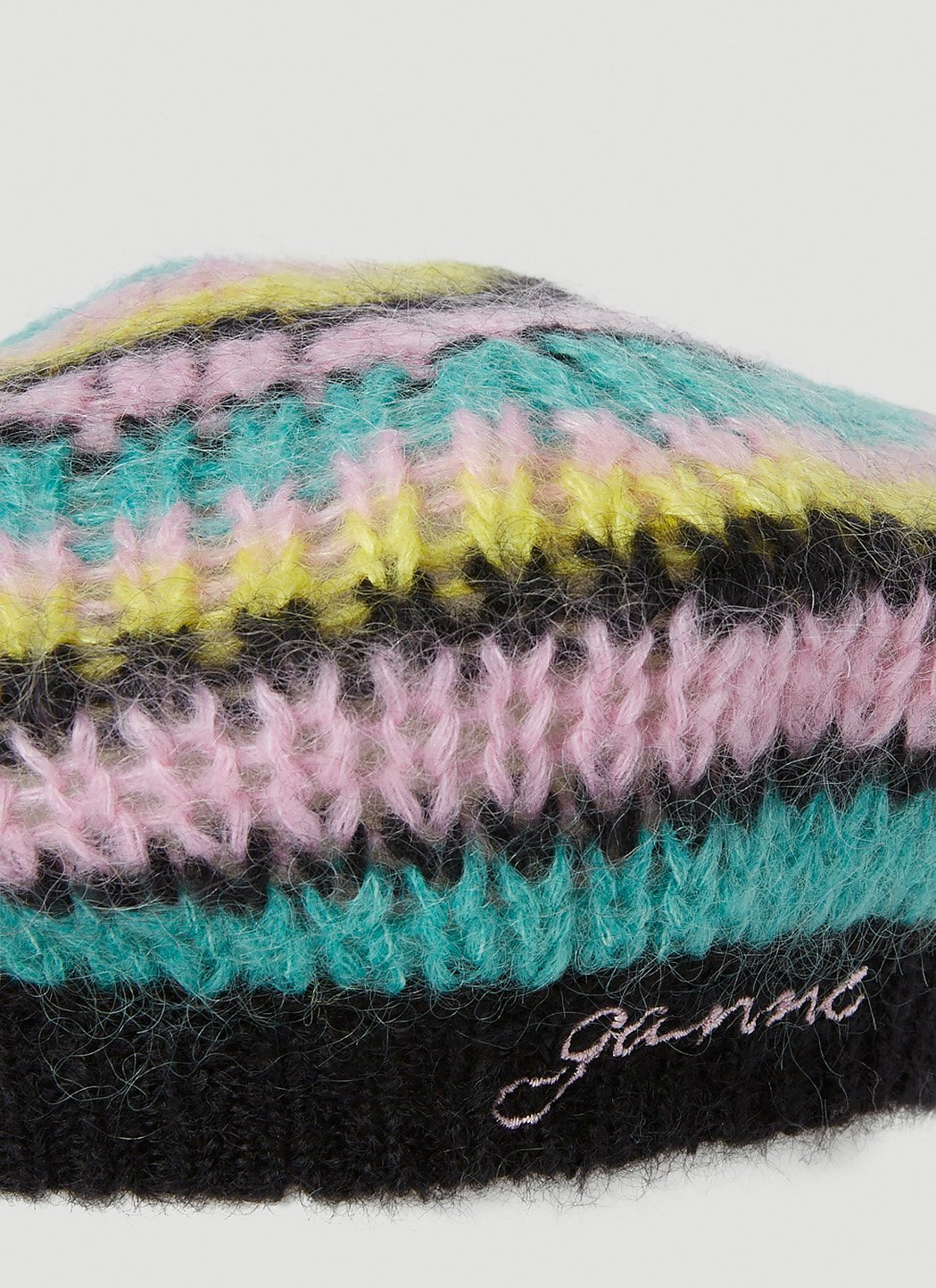 Ganni Women Striped Mohair Beret - 4