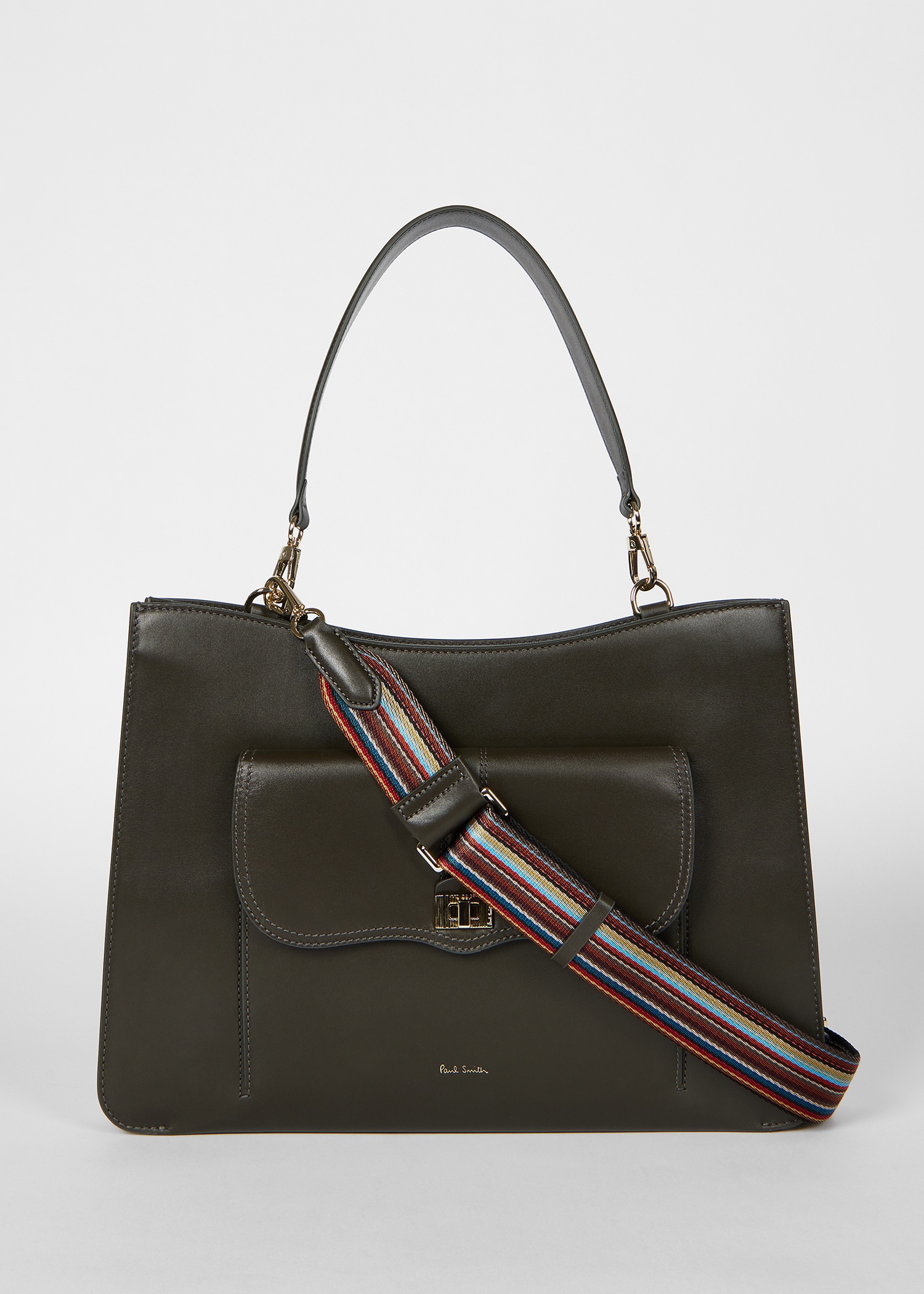Women's Dark Green Leather Bag - 7