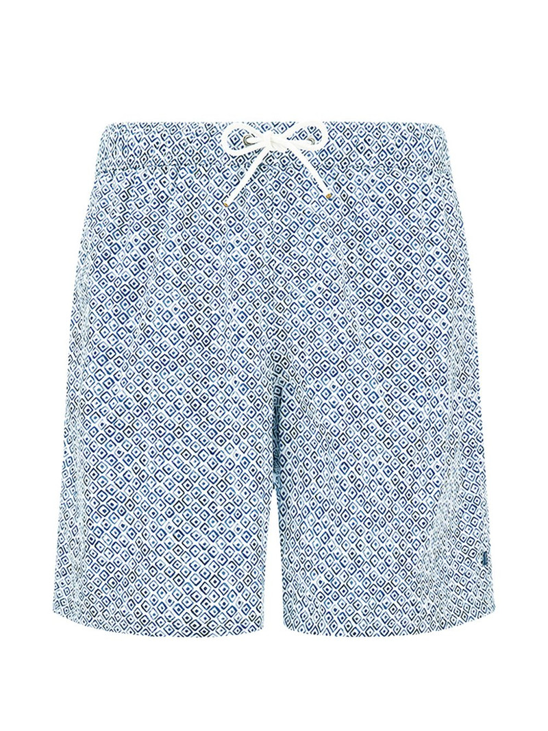 geometric watercolour print swim shorts 1