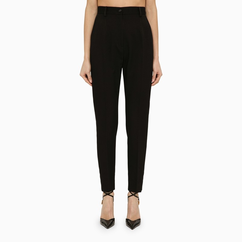 Black wool and silk trousers - 1