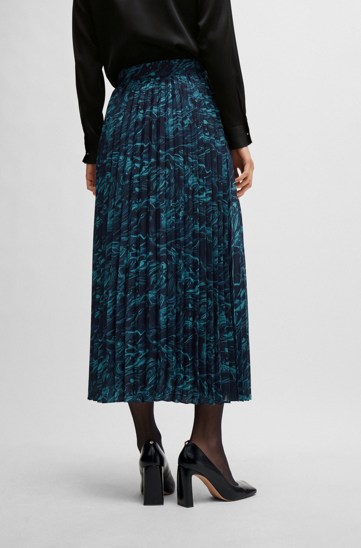 A-LINE PLISSÉ SKIRT IN REGULAR FIT WITH SEASONAL PRINT - 4