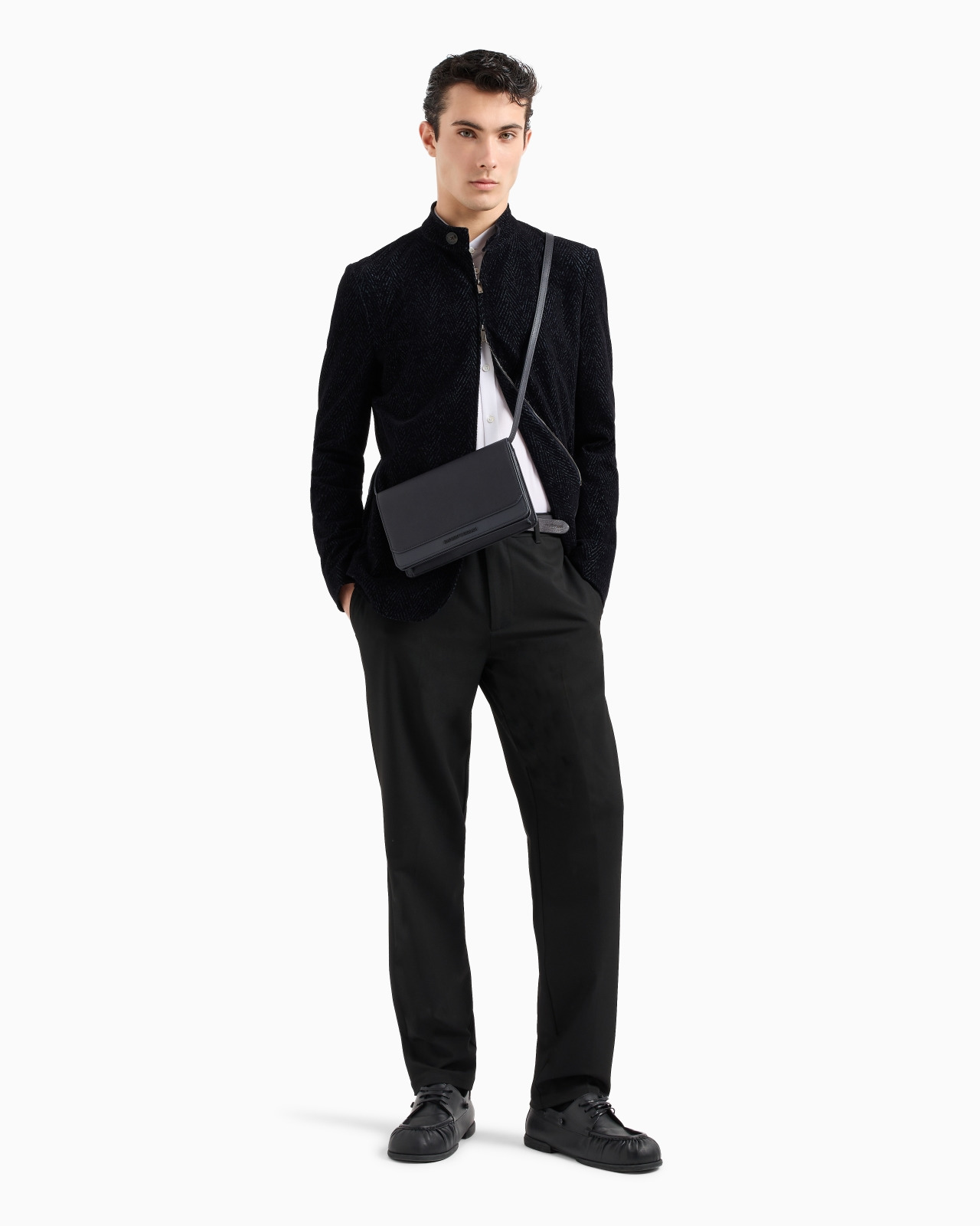 Guru-collared, zip-up mesh jacket with all-over chevron flock print - 4