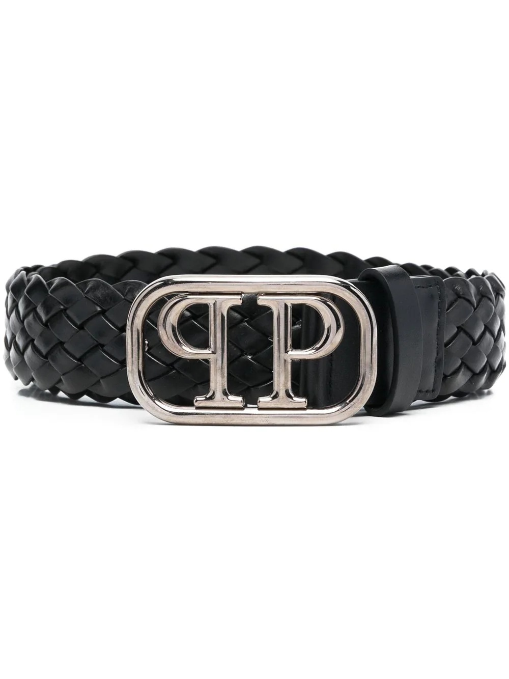 braided logo buckle belt - 1