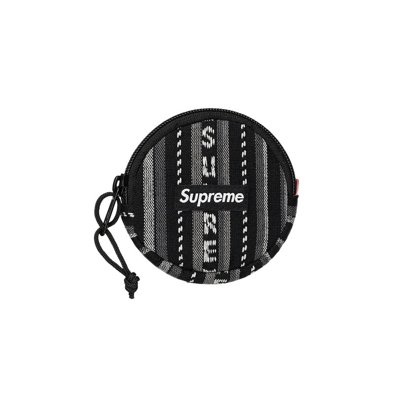 Supreme Woven Stripe Coin Pouch 'Black' - 1