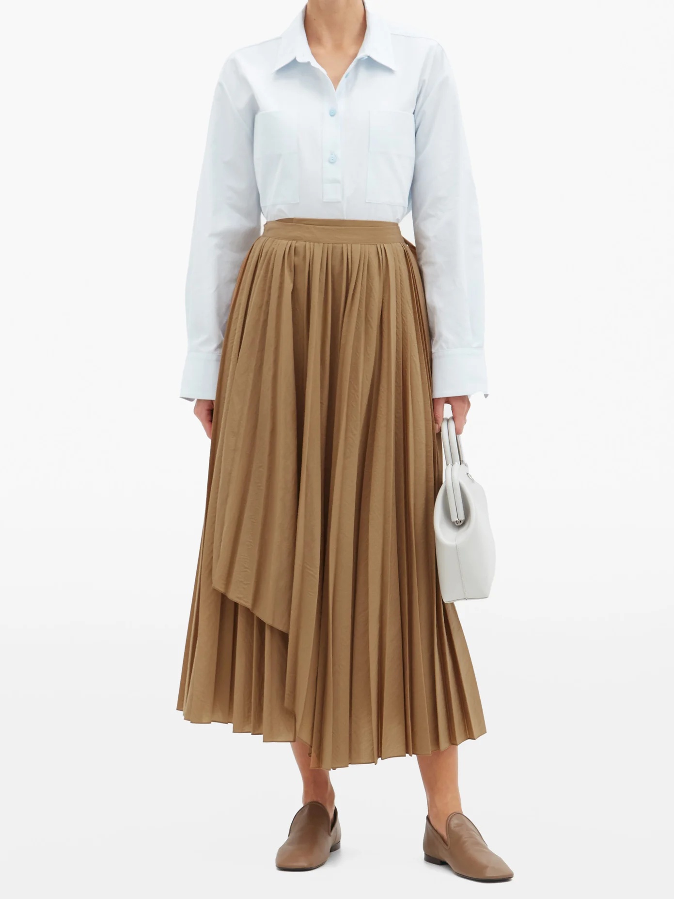 Pleated wool-blend wrap skirt - 2