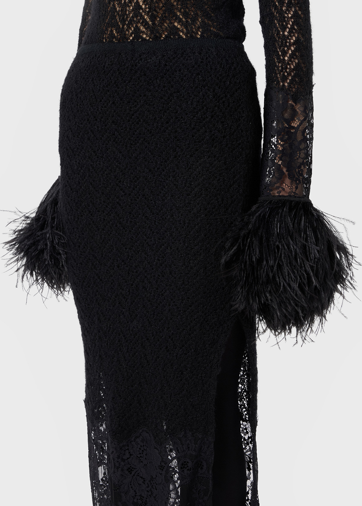 KNITTED MIDI SKIRT WITH LACE - 5