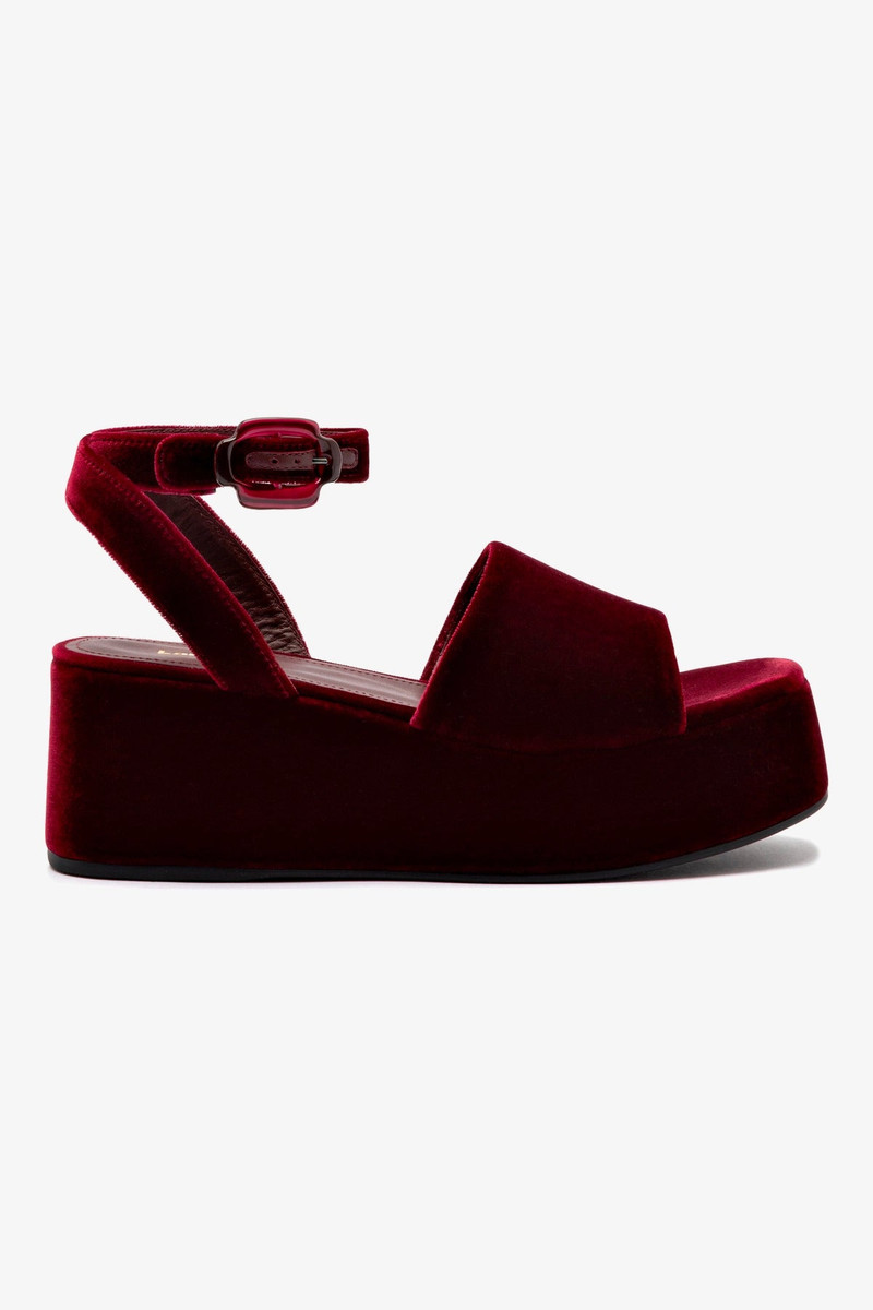 Charli Flatform Sandal In Wine Velvet 1
