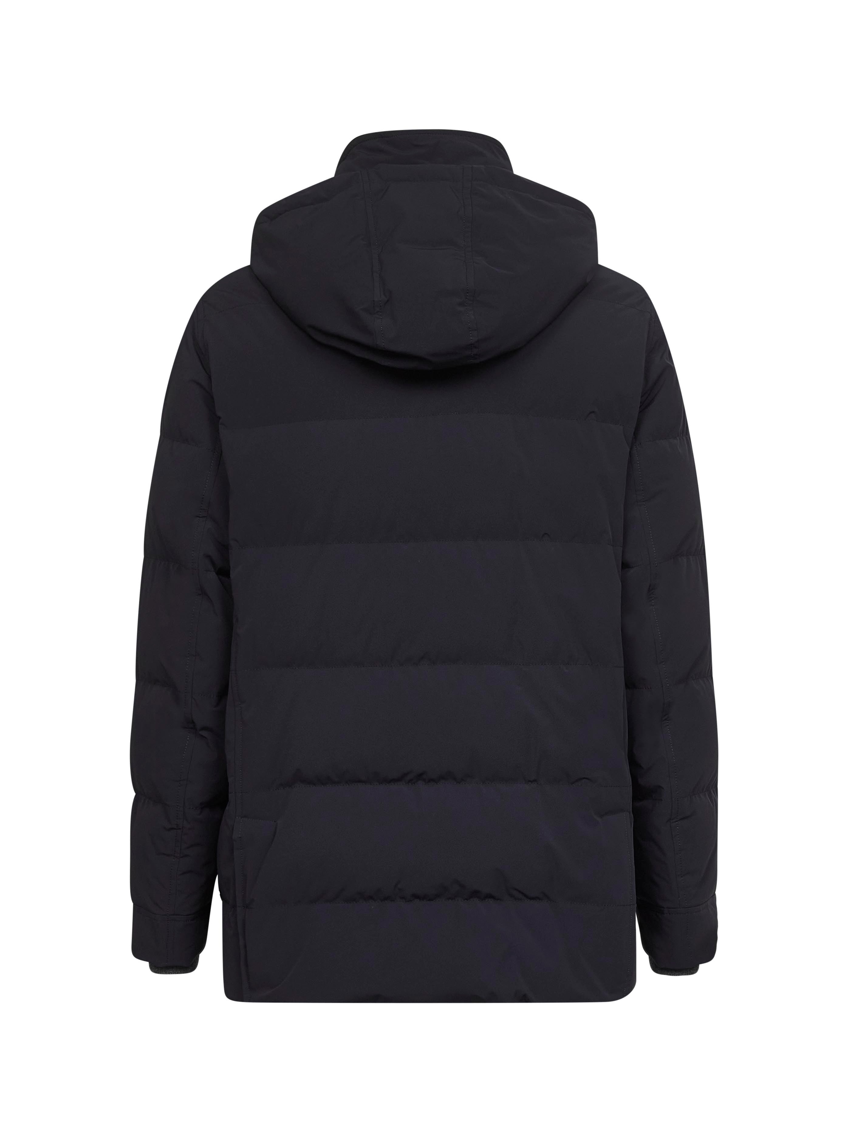 Blue nylon hooded down jacket - 2