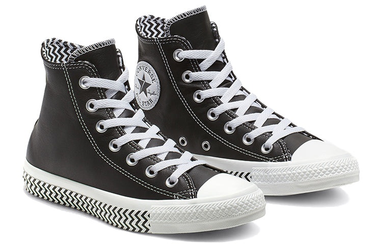 (WMNS) Converse Chuck Taylor All Star Mission-V Leather High Top Black White Wave Pattern Sole 'Blac - 3