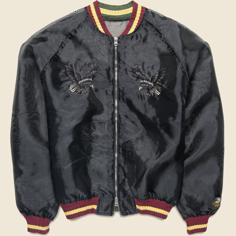 Kapital Sheer Pearl Raven & Skull Souvenir Jacket - Black outlook