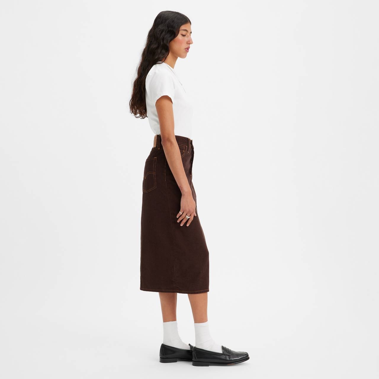 SIDE SLIT CORDUROY SKIRT - 4