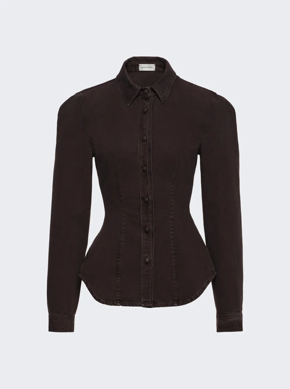 Peplum Denim Shirt Brown - 1