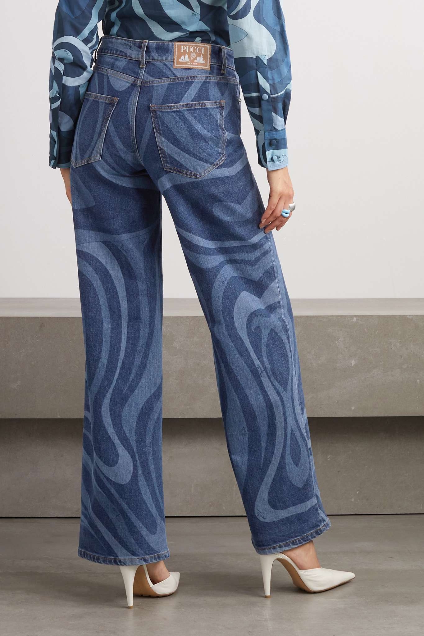 Printed high-rise wide-leg jeans - 3