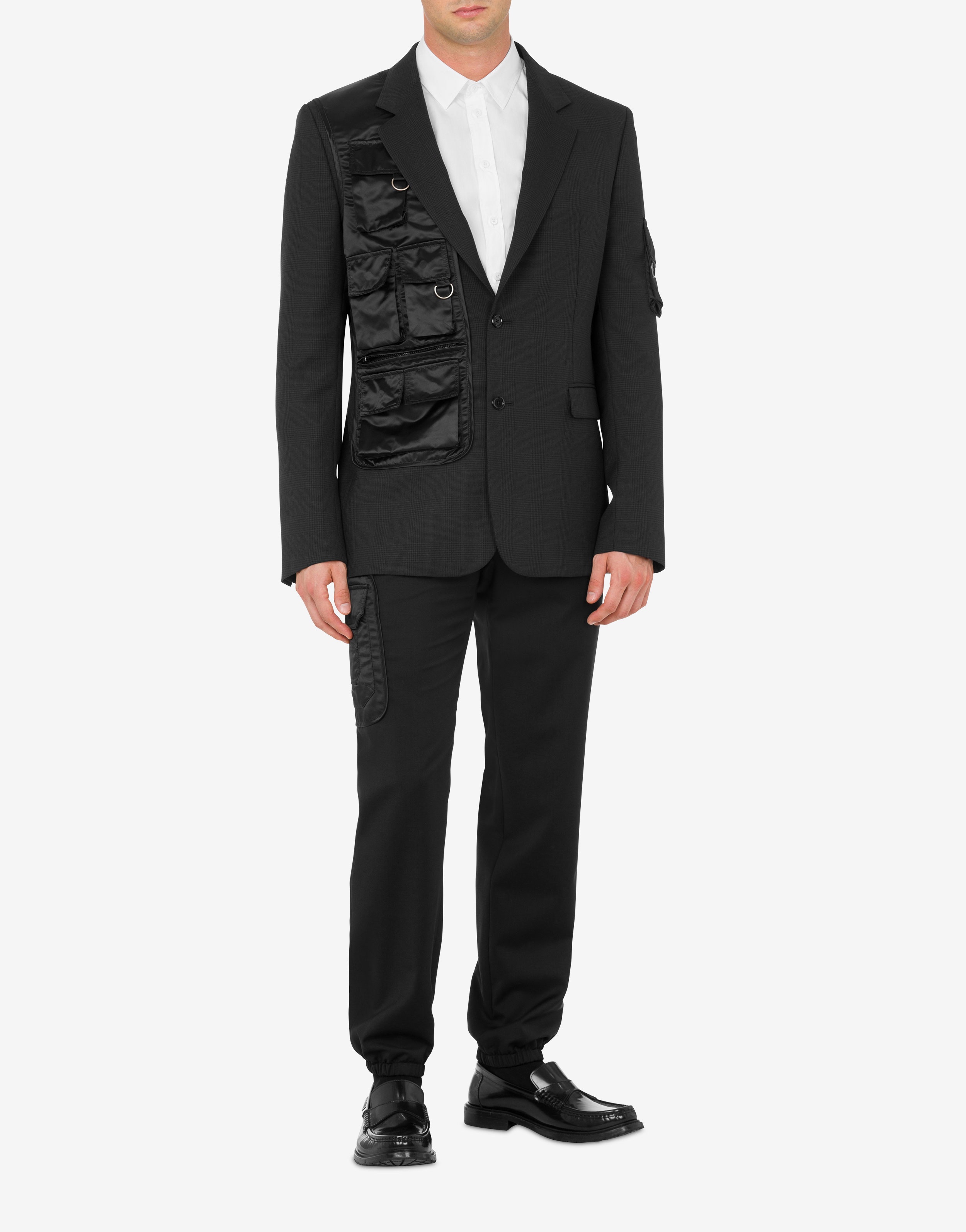 MULTIPOCKET DETAILS GLEN PLAID WOOL JACKET - 2