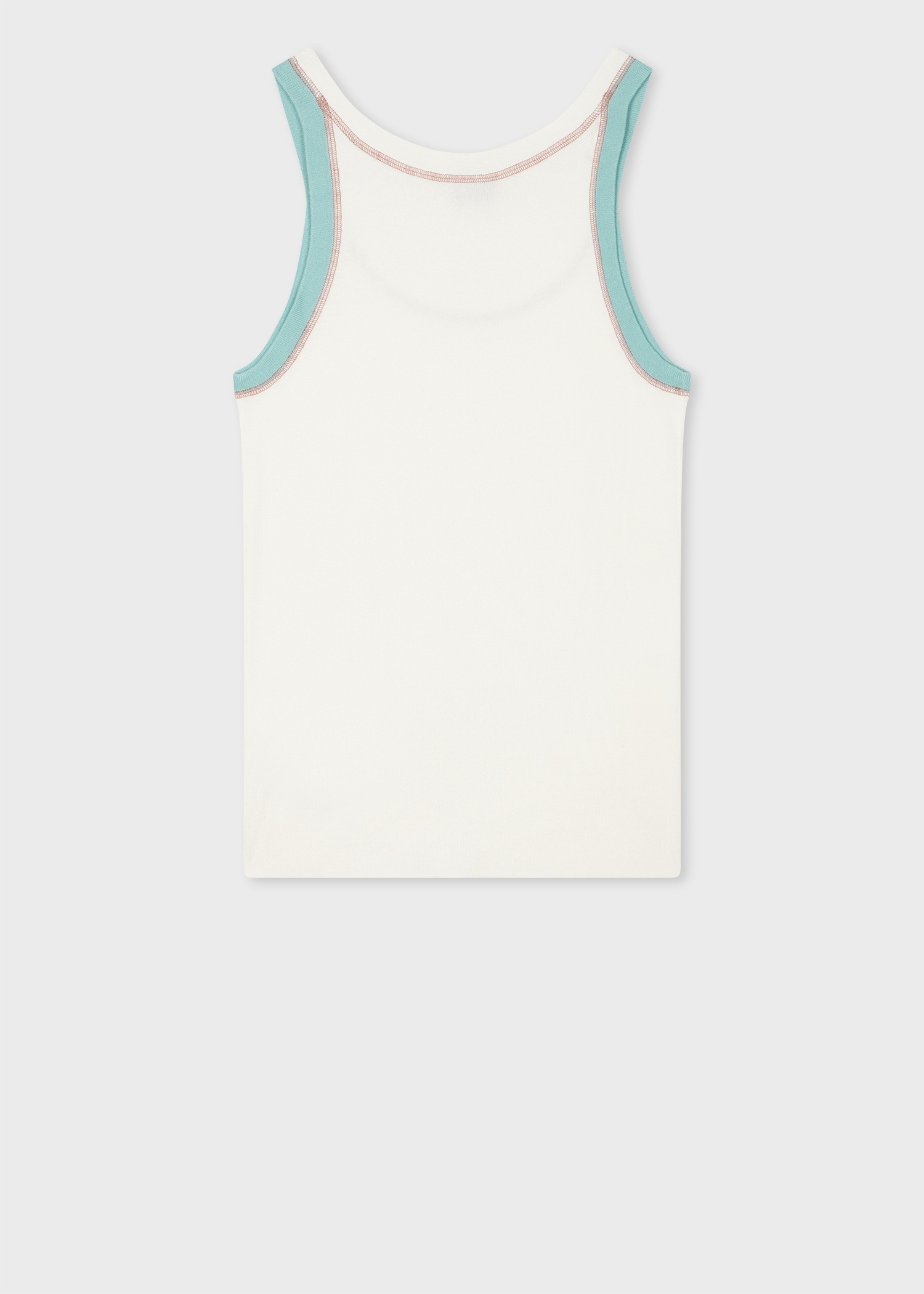 Women's Ivory Cotton Contrast Overlock Knitted Vest - 2