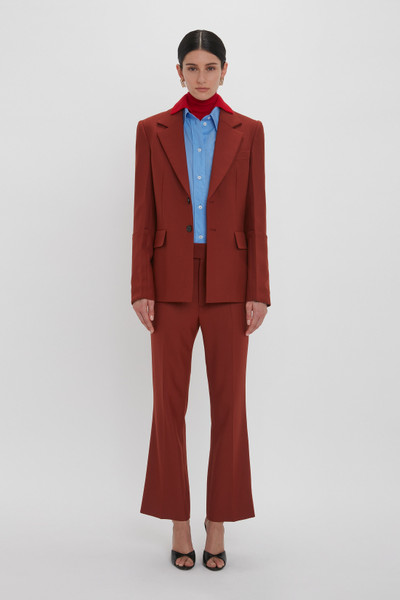 Victoria Beckham Wide Cropped Flare Trouser In Russet outlook