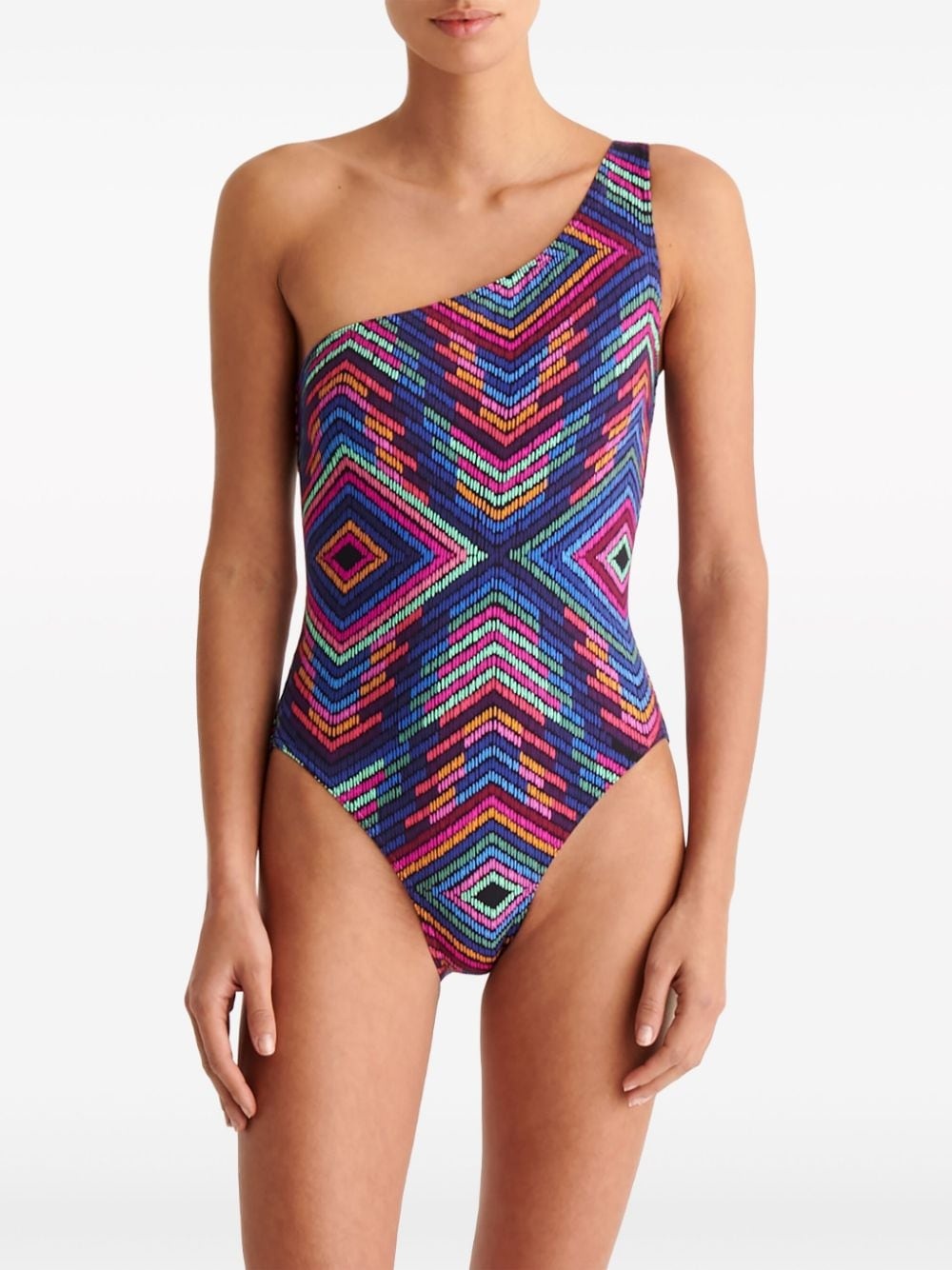 Multicolore one-shoulder swimsuit - 4
