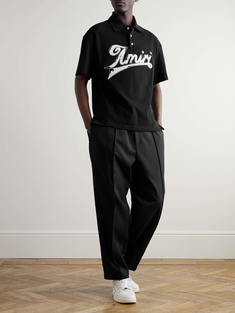 AMIRI Logo-Flocked Cotton-Piqué Polo Shirt outlook