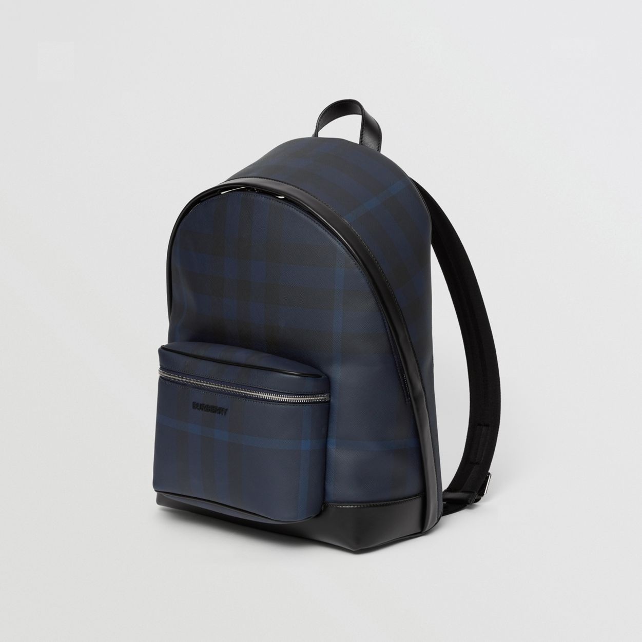 Exaggerated Check and Leather Backpack - 4