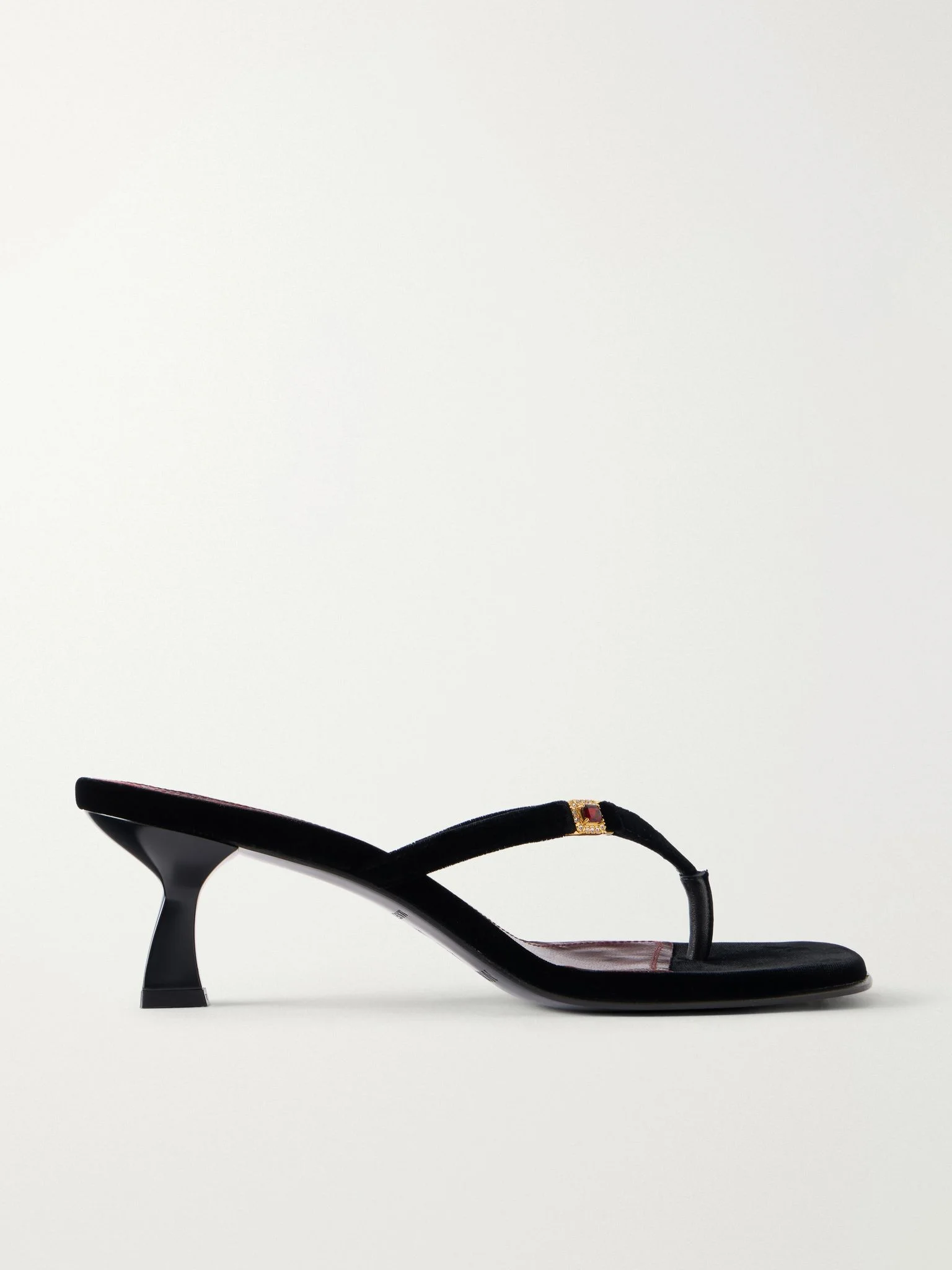 Dona Ruby 50 crystal-embellished velvet thong sandals Black - 1