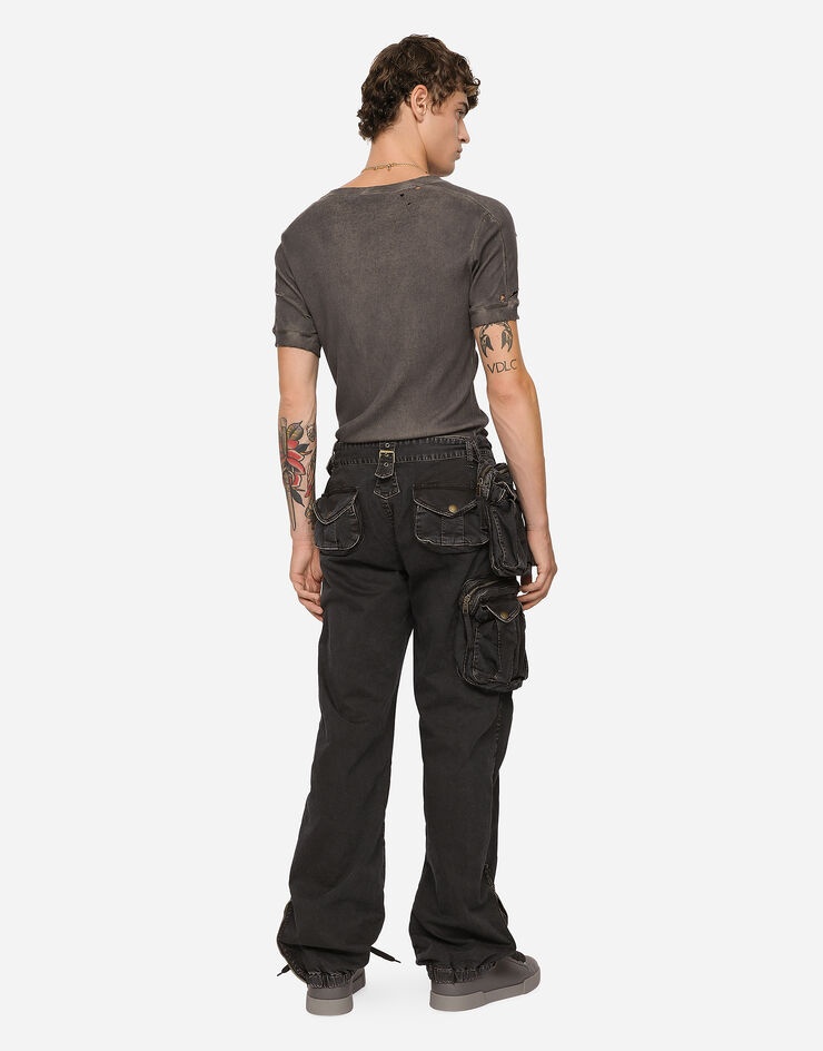 Cotton pants with belt and belt bag - 3