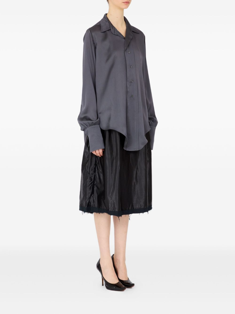 long-sleeved satin shirt - 3