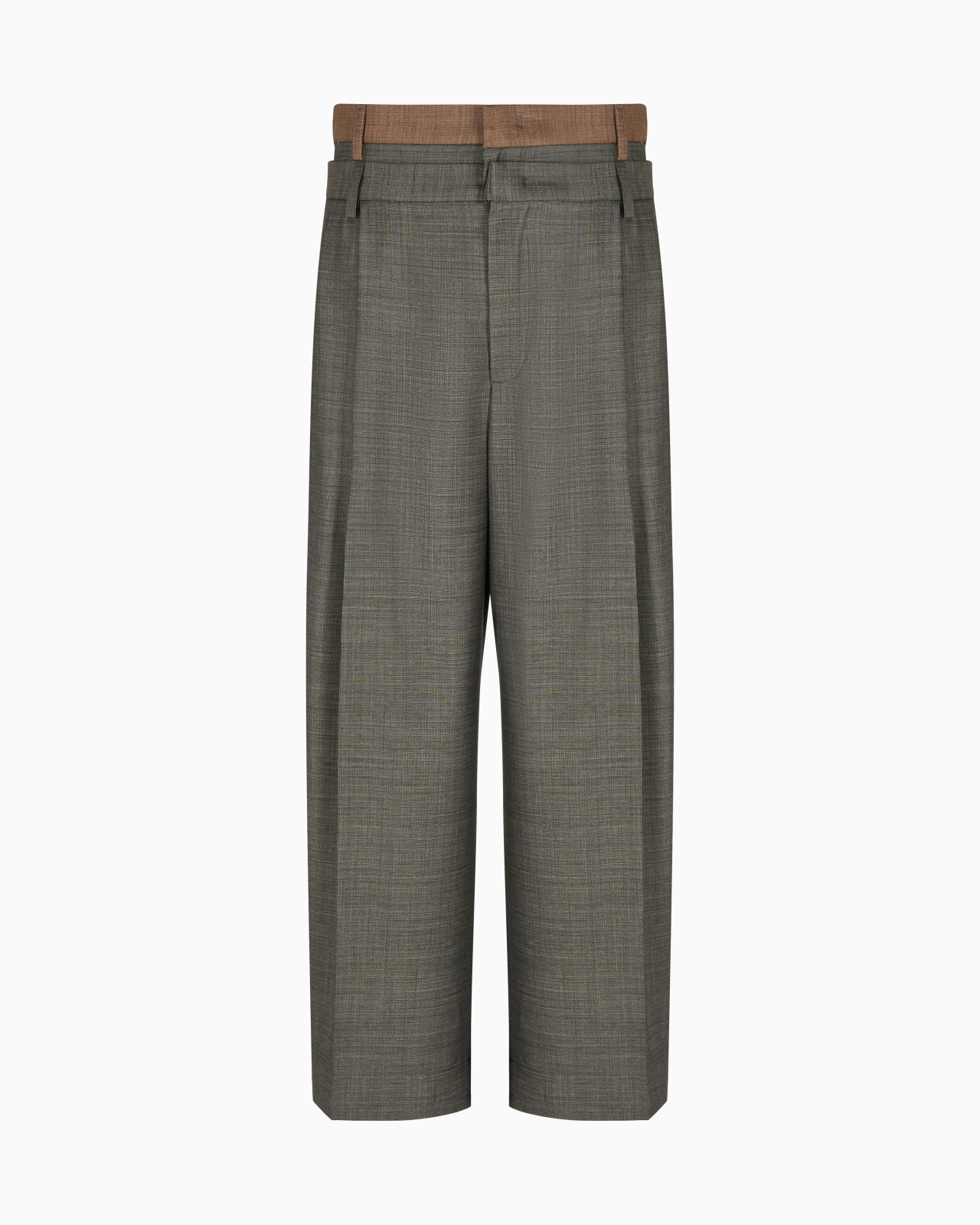SUPER 130’S BASKETWEAVE-EFFECT VIRGIN WOOL CANVAS TROUSERS - 1