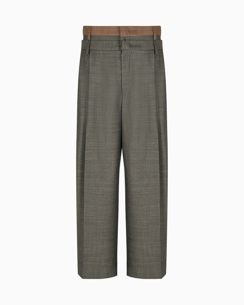 SUPER 130’S BASKETWEAVE-EFFECT VIRGIN WOOL CANVAS TROUSERS 1