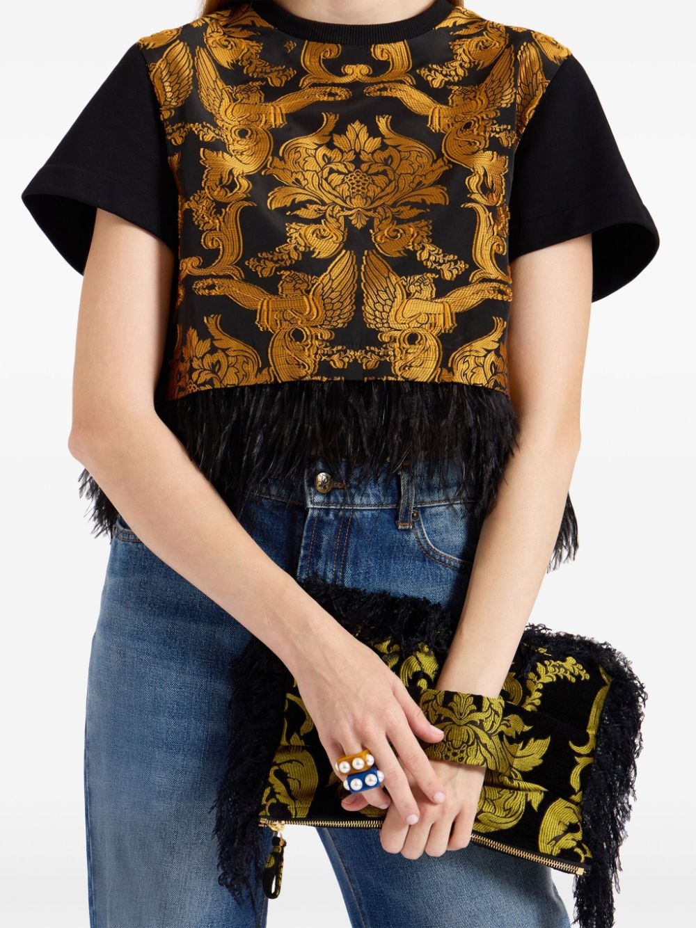cherub-print clutch bag - 2
