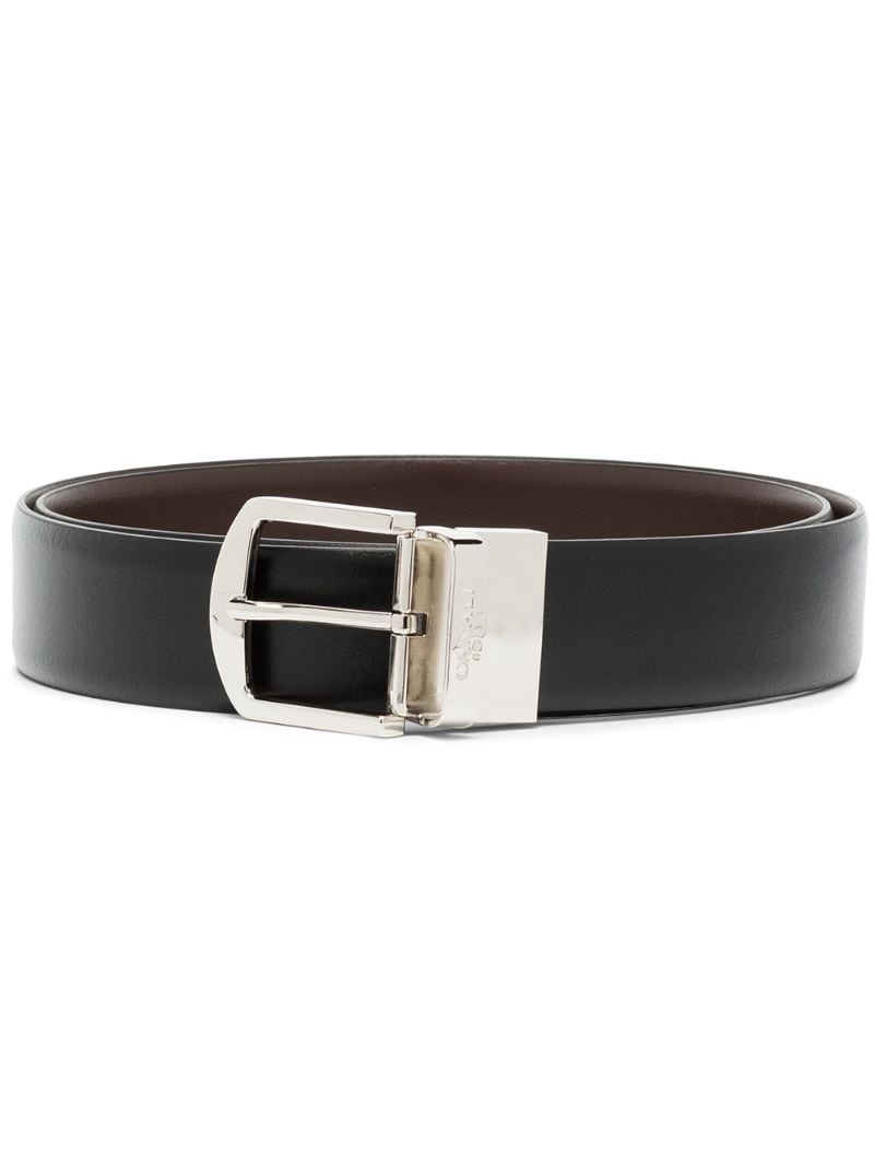 logo-engraved leather belt - 1