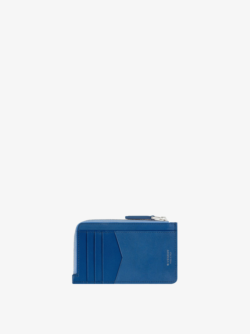 Givenchy GIV CUT ZIPPED CARDHOLDER IN 4G DENIM AND LEATHER outlook