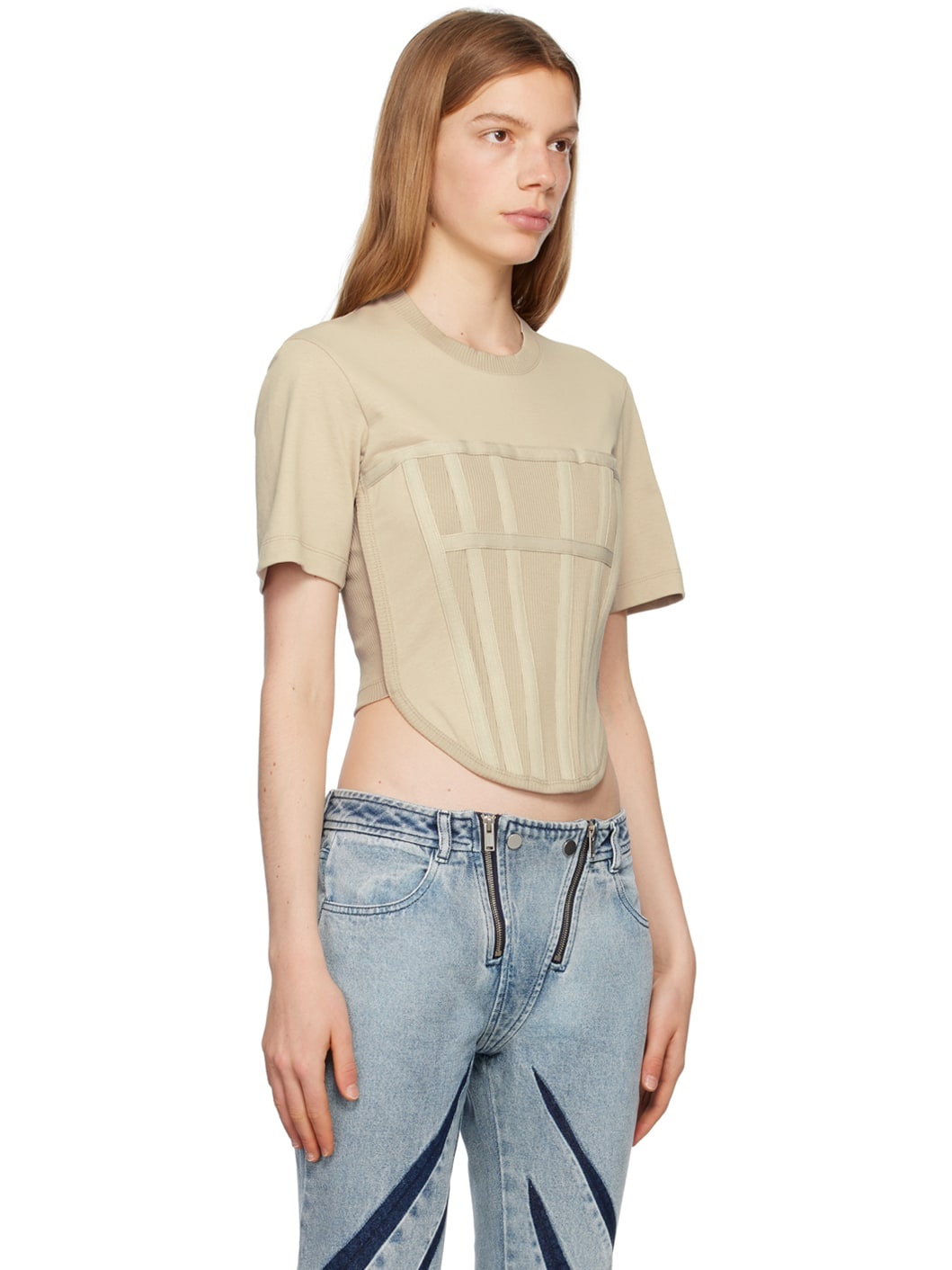 Taupe Corset T-Shirt - 2