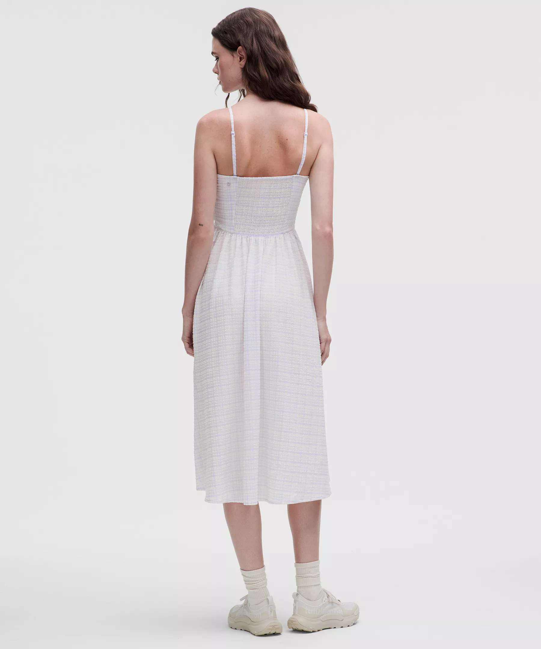 Seersucker Check Ruched Midi Dress - 2