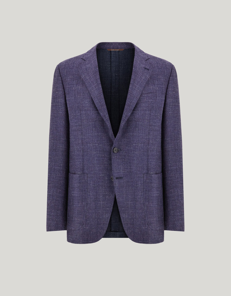 NAVY BLUE TRICOT-EFFECT COTTON JERSEY JACKET 60