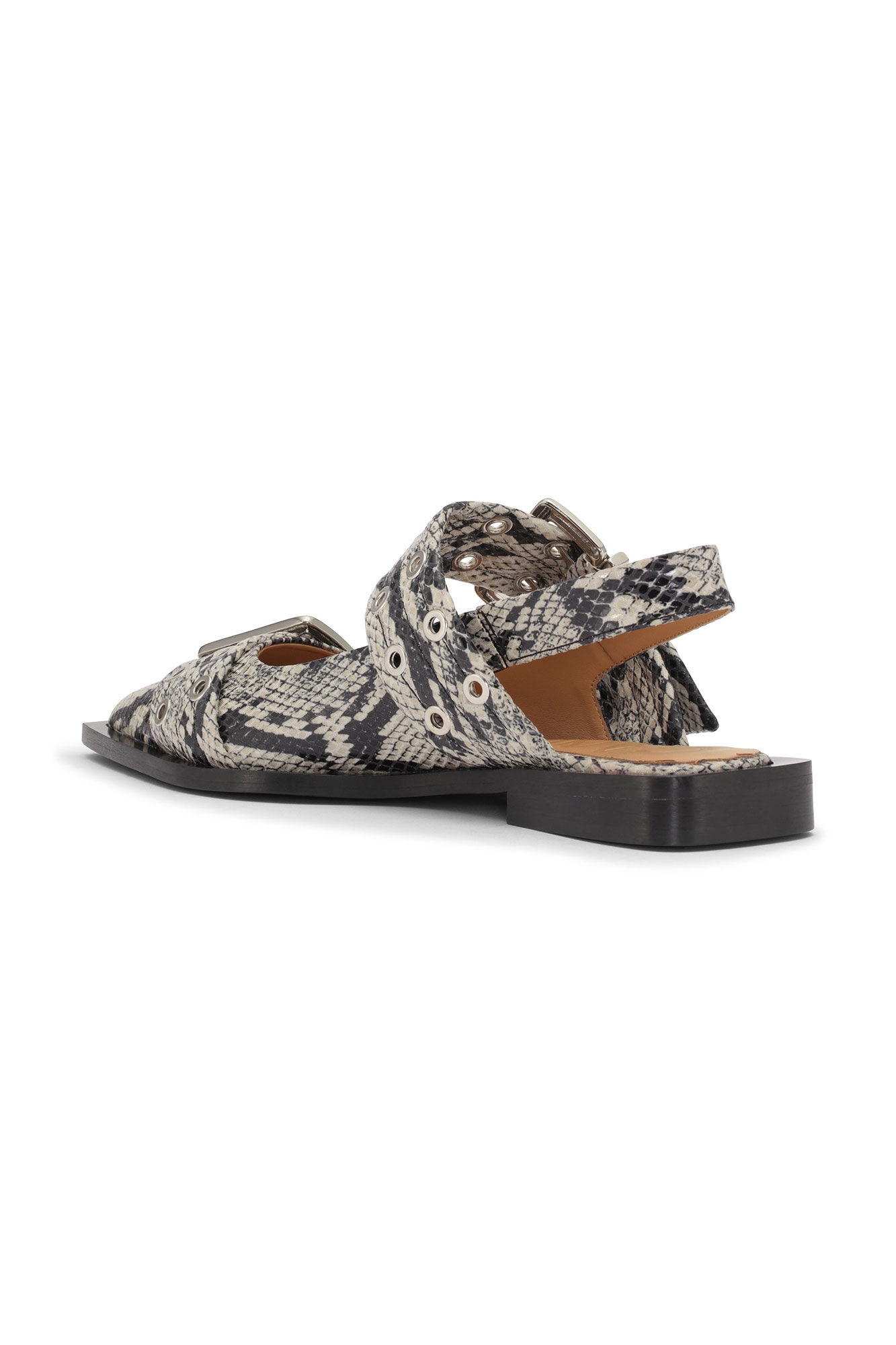 SNAKE PRINTED CHUNKY BUCKLE BALLERINAS - 2